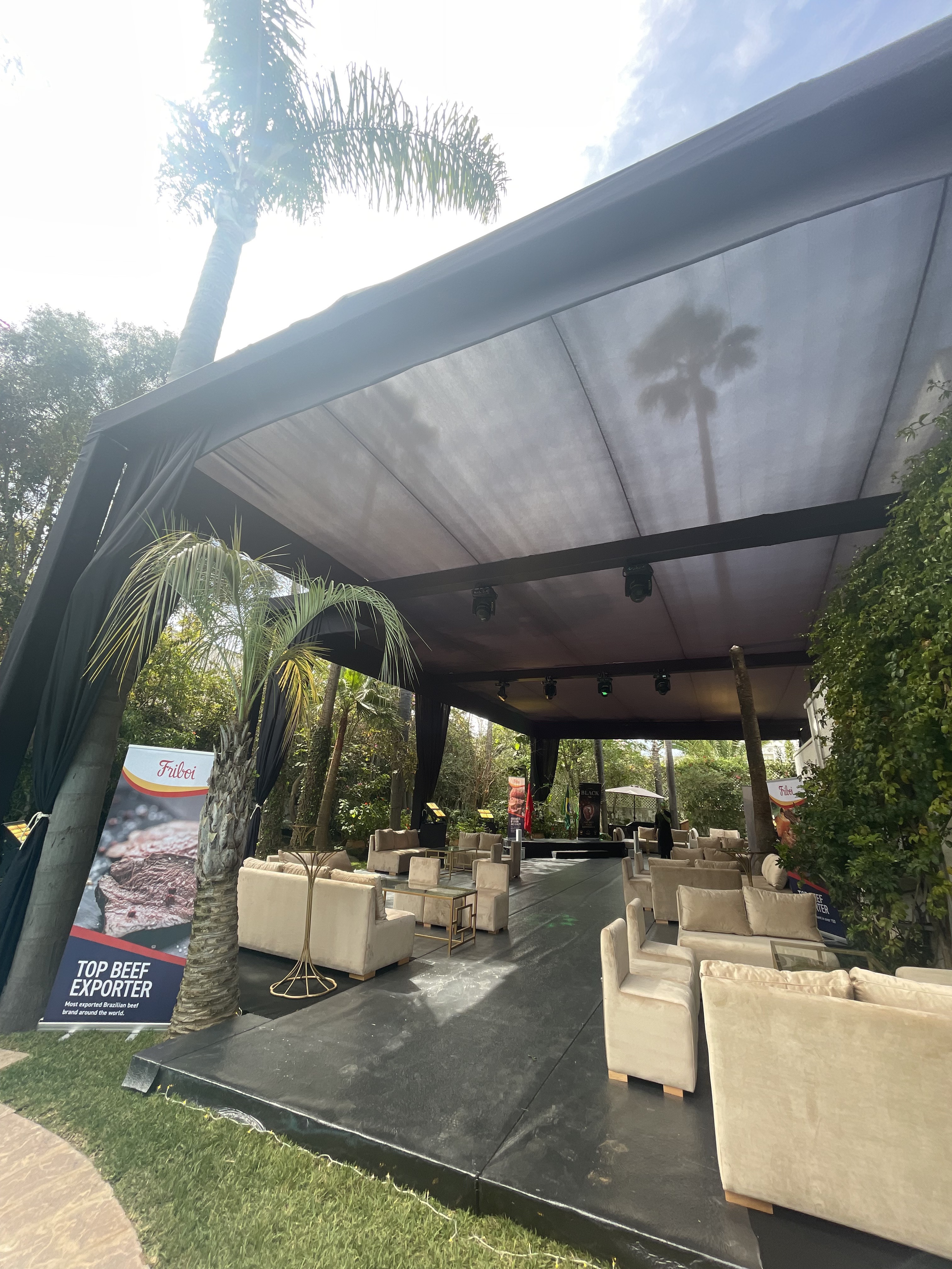 Pergola lounge at sunset